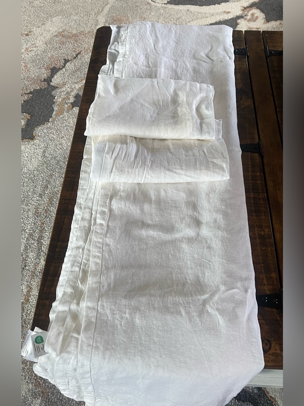 Quince European Linen Flat Sheet & 2 Pillowcases, Queen (White)